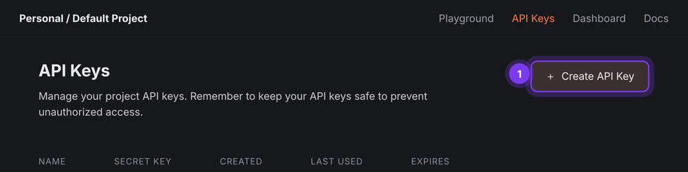 Sección API Keys de Groq con el botón Create API Key
